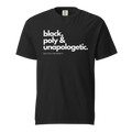 Black, Poly & Unapologetic heavyweight tee — black, front view.