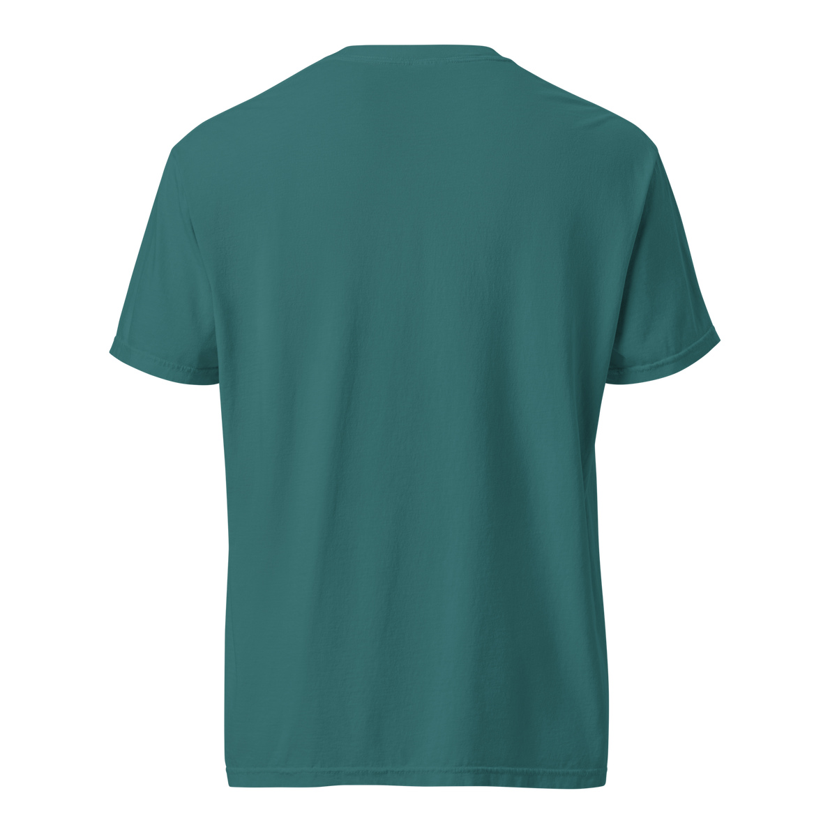 Black, Poly & Unapologetic heavyweight tee — emerald, back view.