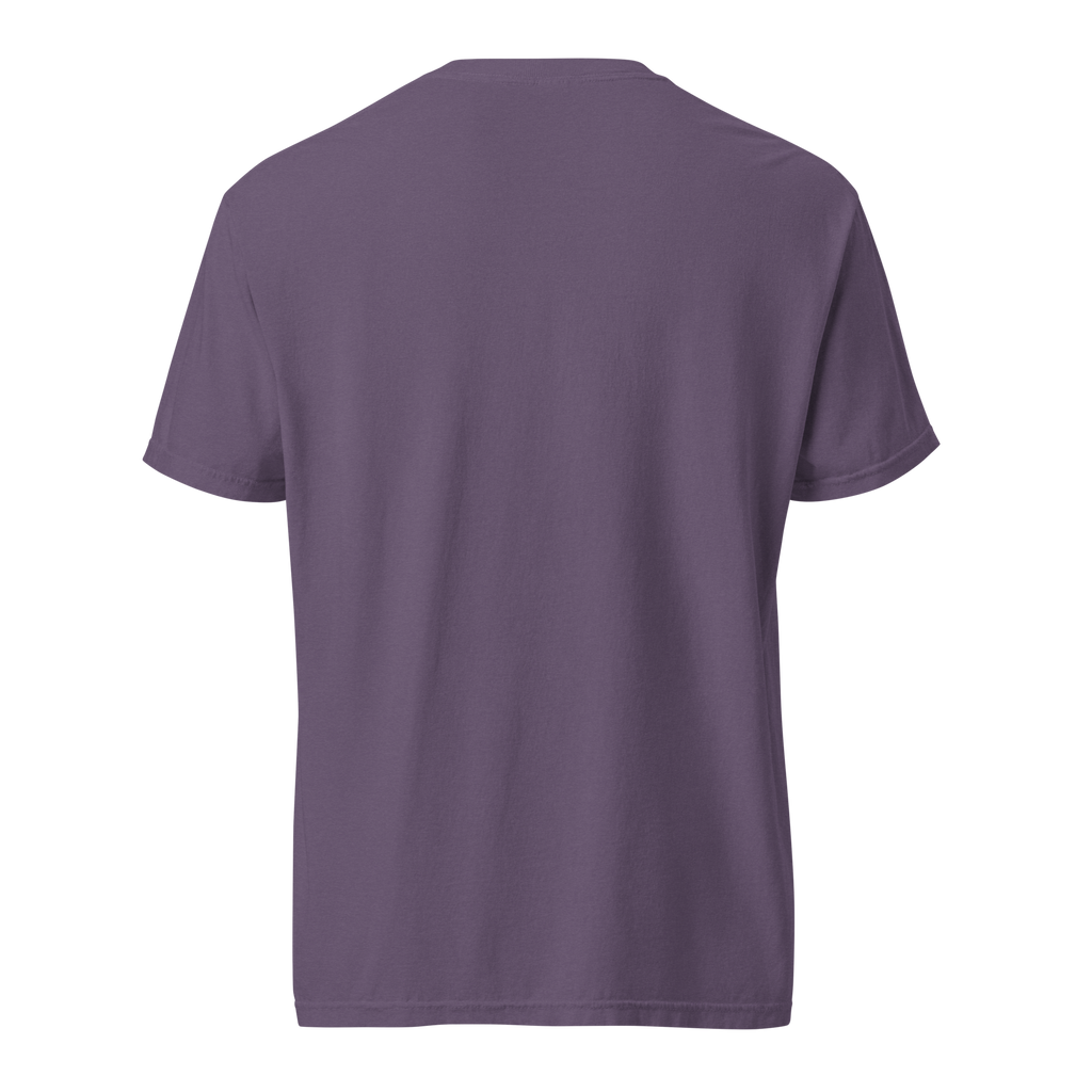 Black, Poly & Unapologetic heavyweight tee — grape, back view.