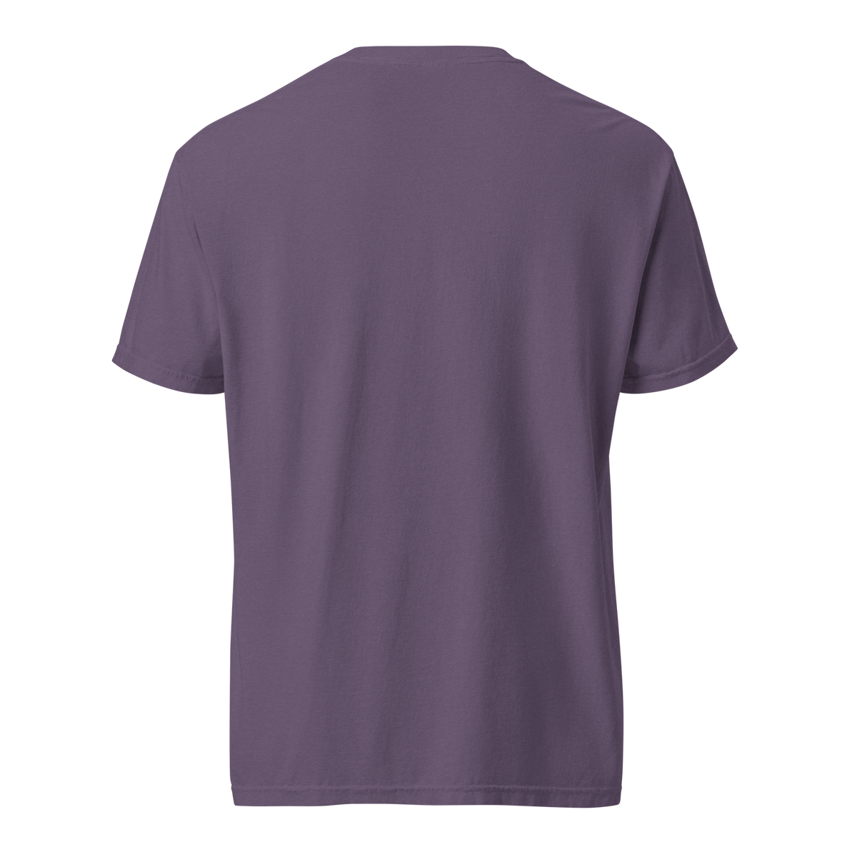 Black, Poly & Unapologetic heavyweight tee — grape, back view.