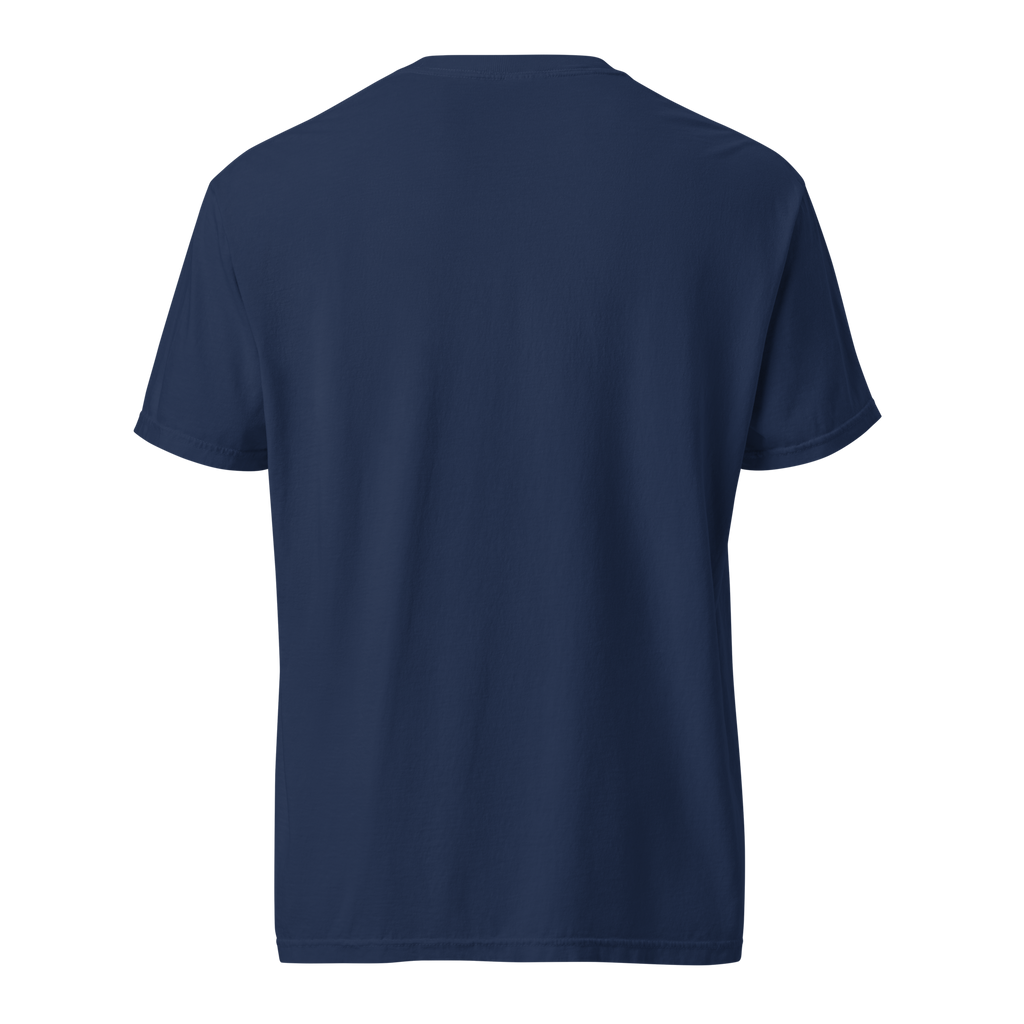Black, Poly & Unapologetic heavyweight tee — true navy, back view.