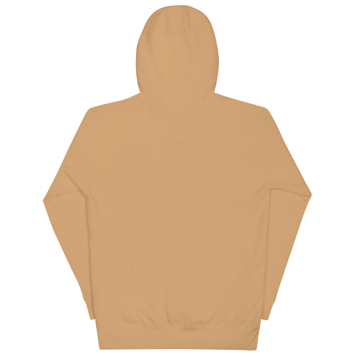 Black, Poly & Unapologetic hoodie — khaki, back view.
