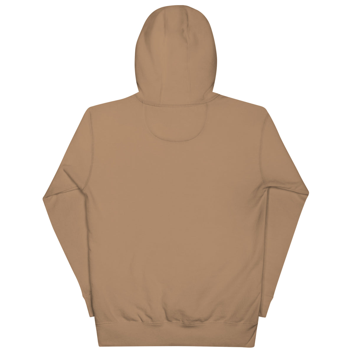 Black, Poly & Unapologetic hoodie — latte, back view.
