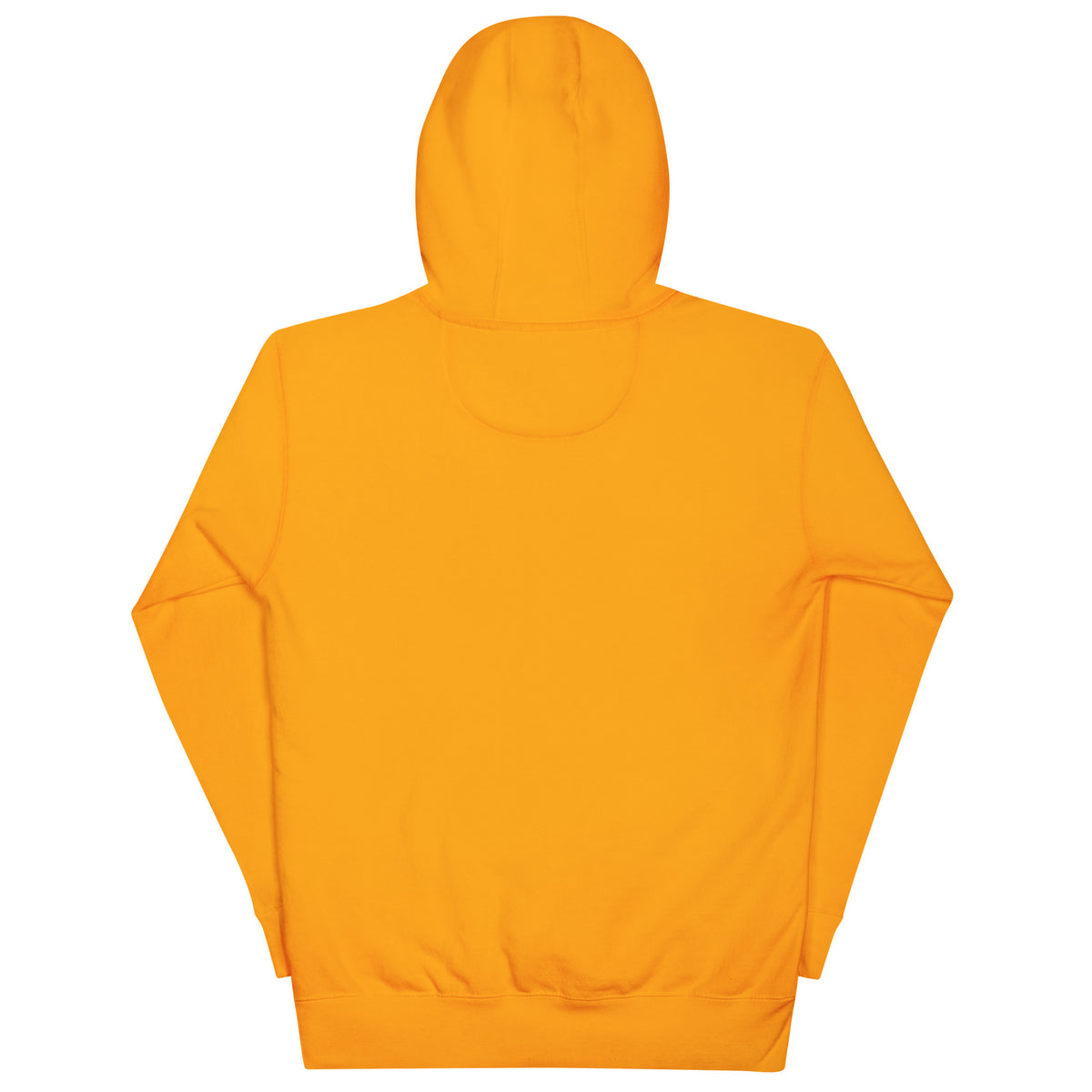 Black, Poly & Unapologetic hoodie — team gold, back view.