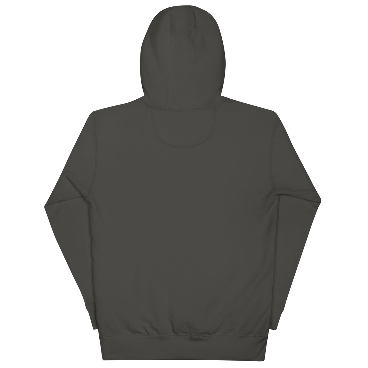 Black, Poly & Unapologetic hoodie — vintage black, back view.