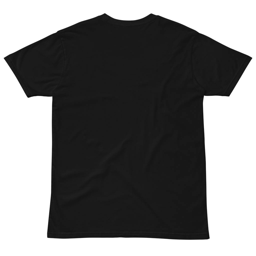 Compersion Over Comparison premium tee — black, back view.