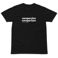 Compersion Over Comparison premium tee — black, front view.