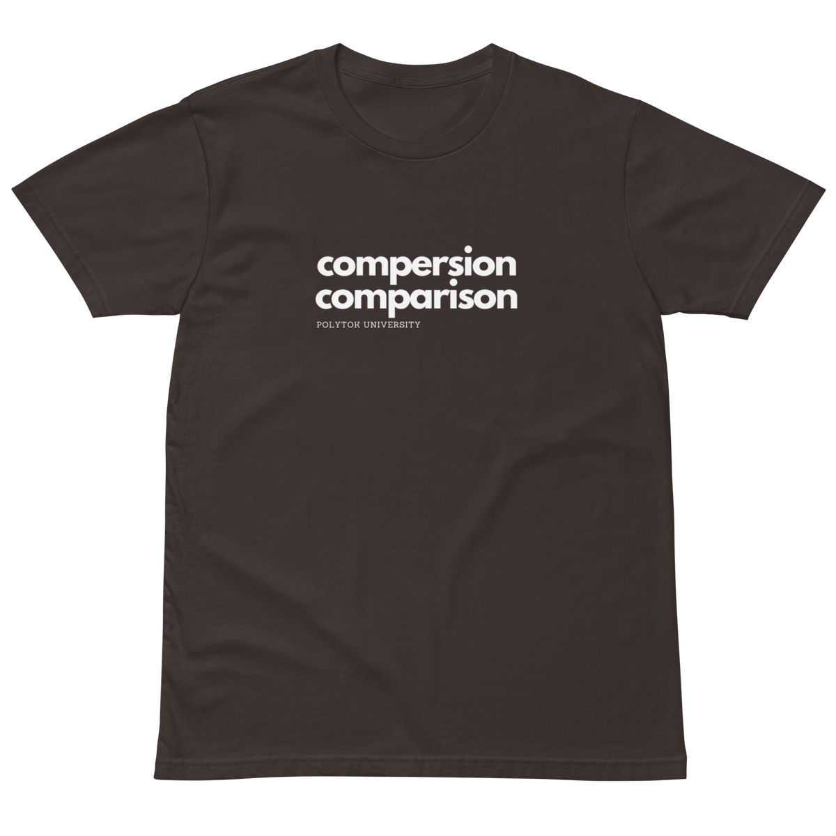 Compersion Over Comparison premium tee — coal, front view.