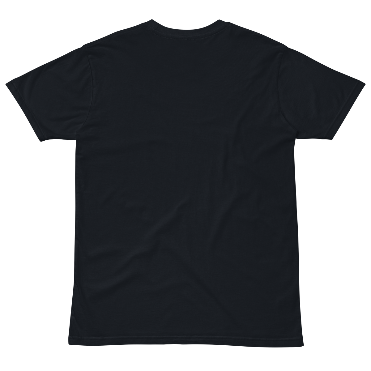 Compersion Over Comparison premium tee — navy, back view.